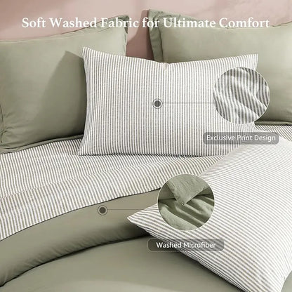 Monbix 7-Piece Coastal Microfiber Comforter Set with Storage Pockets