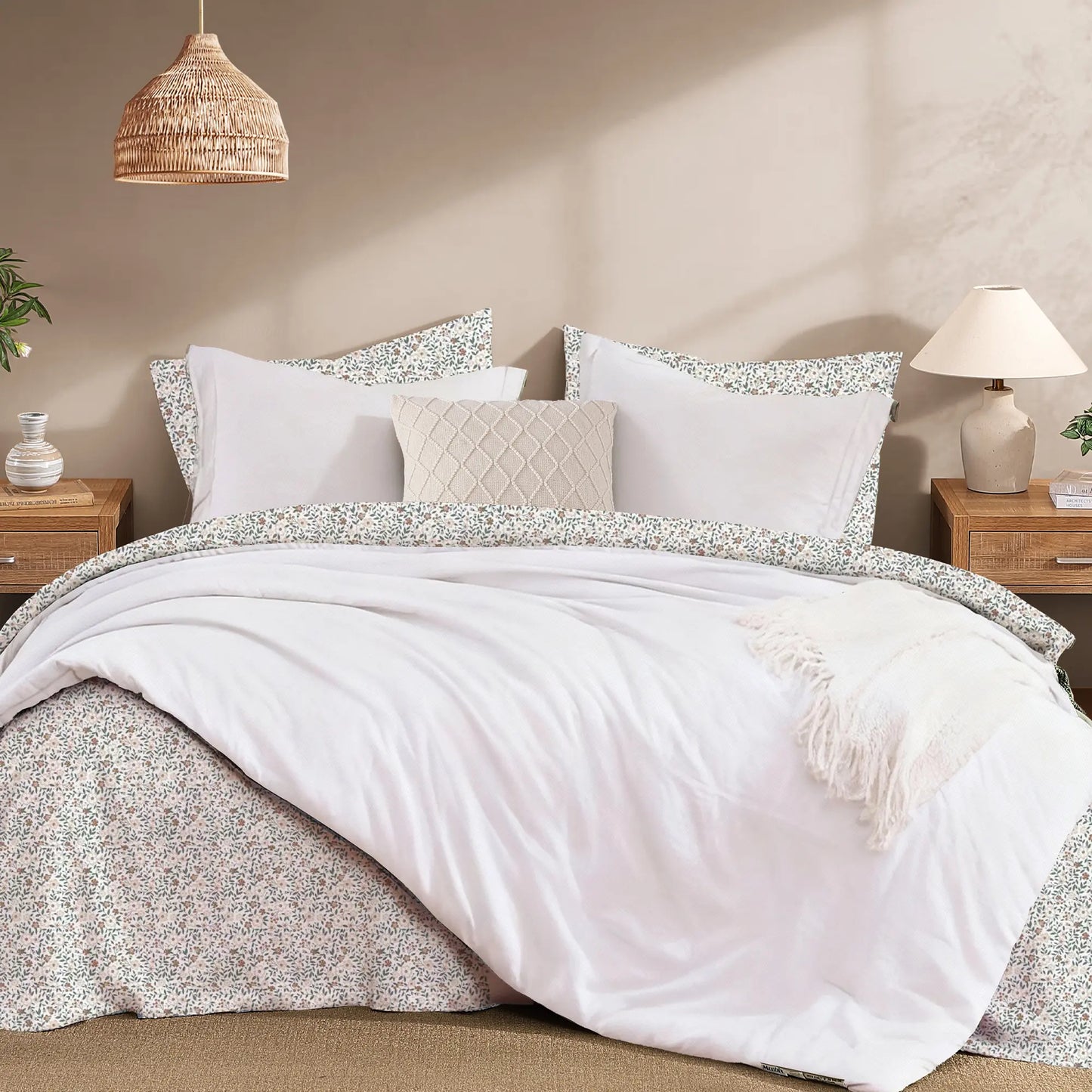 Monbix 7-Piece Coastal Microfiber Comforter Set with Storage Pockets