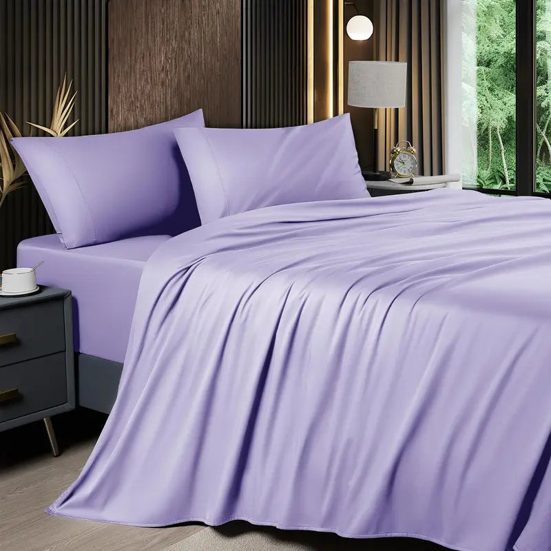 Shilucheng Cooling Bamboo Sheets 4-6PC | Hotel Luxury 16" Deep Pocket | Silky Soft Wrinkle Resistant