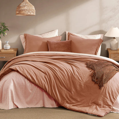 Monbix 7-Piece Coastal Microfiber Comforter Set with Storage Pockets
