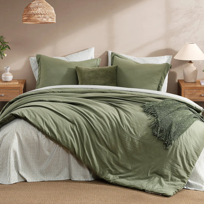 Monbix 7-Piece Coastal Microfiber Comforter Set with Storage Pockets