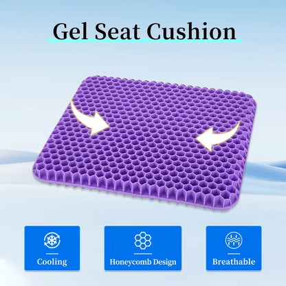 Double-Thick Gel Seat Cushion - Breathable Honeycomb Pressure Relief Pad