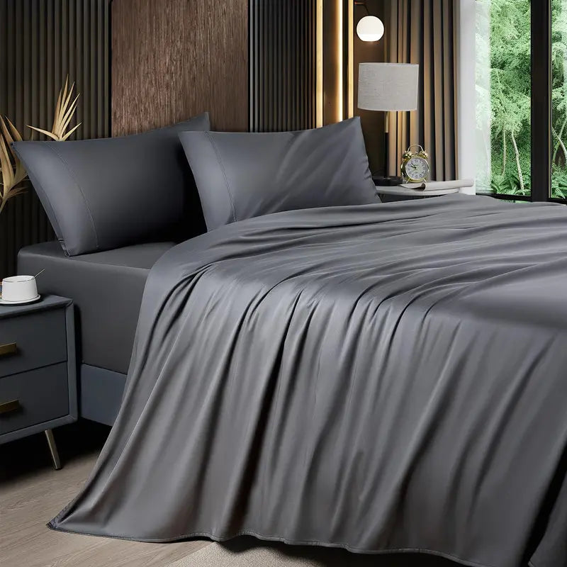 Shilucheng Cooling Bamboo Sheets 4-6PC | Hotel Luxury 16" Deep Pocket | Silky Soft Wrinkle Resistant