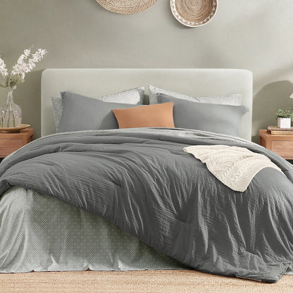 Monbix 7-Piece Coastal Microfiber Comforter Set with Storage Pockets