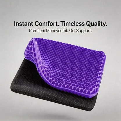 Double-Thick Gel Seat Cushion - Breathable Honeycomb Pressure Relief Pad