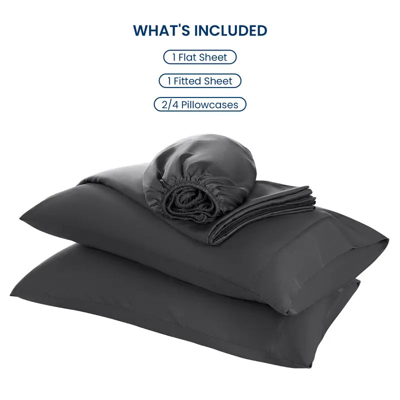 Shilucheng Cooling Bamboo Sheets 4-6PC | Hotel Luxury 16" Deep Pocket | Silky Soft Wrinkle Resistant