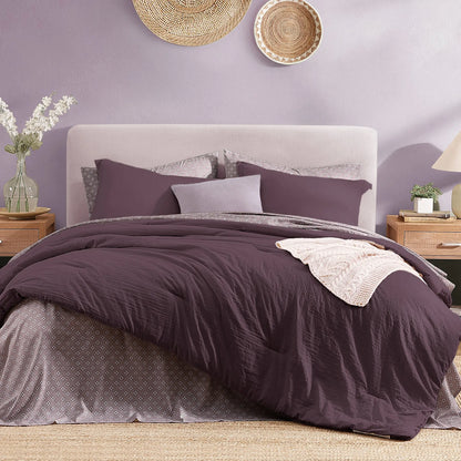 Monbix 7-Piece Coastal Microfiber Comforter Set with Storage Pockets