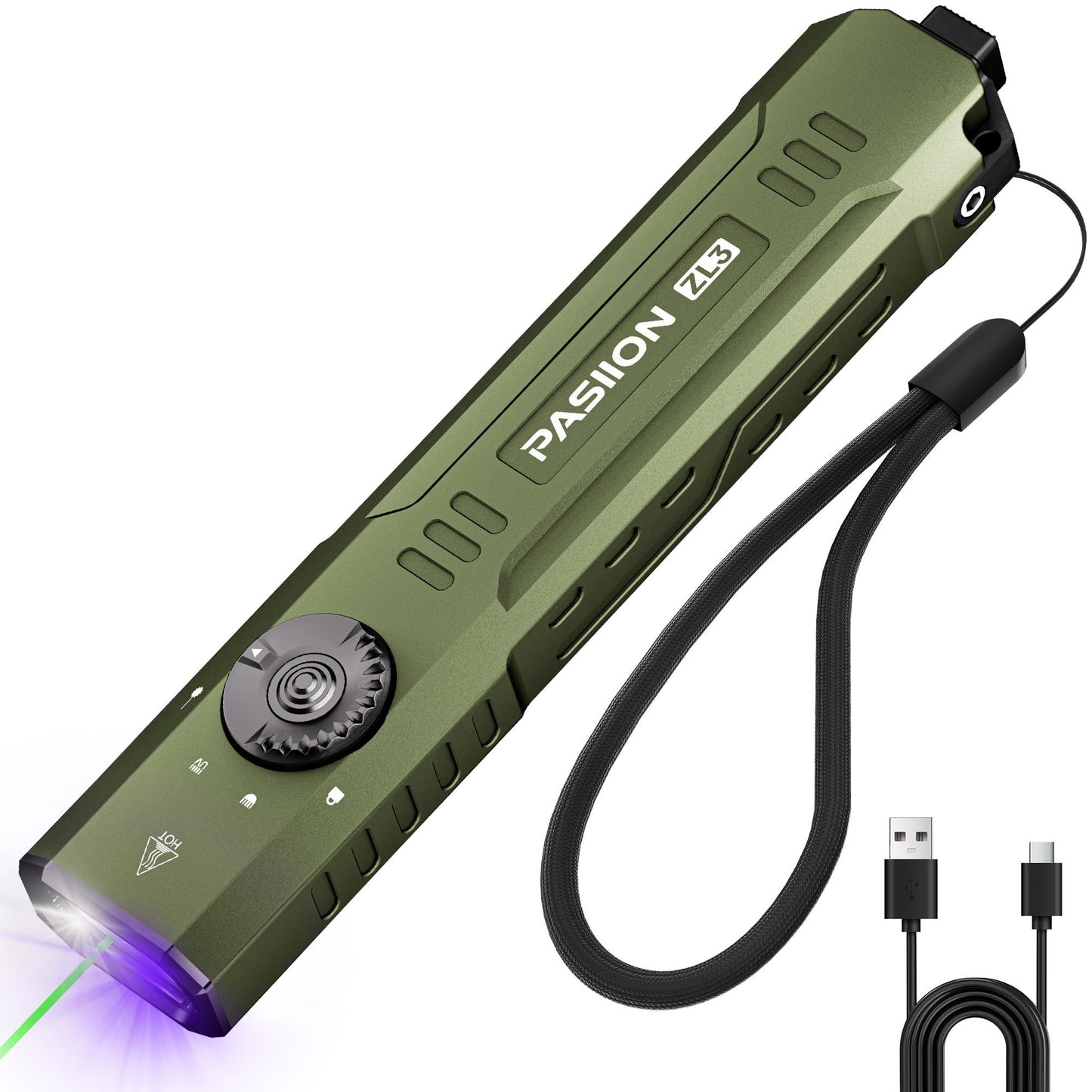 High-Lumen Rechargeable EDC Flashlight with UV Light - Portable Waterproof Pocket Torch for Outdoor Camping & Emergency